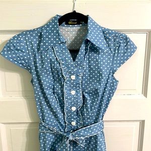 Super cute vintage style A frame dress w/heart buttons & fun waist tie.